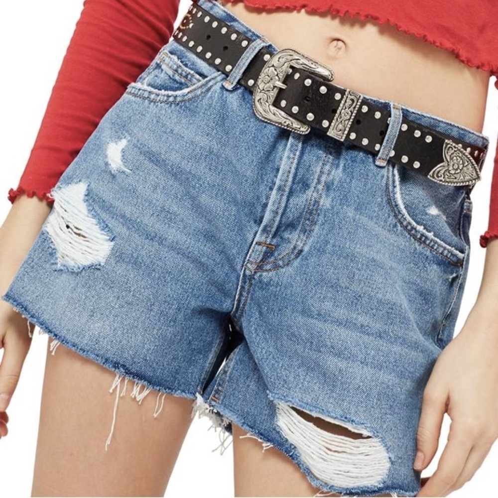 Topshop Ashley Ripped Denim Shorts